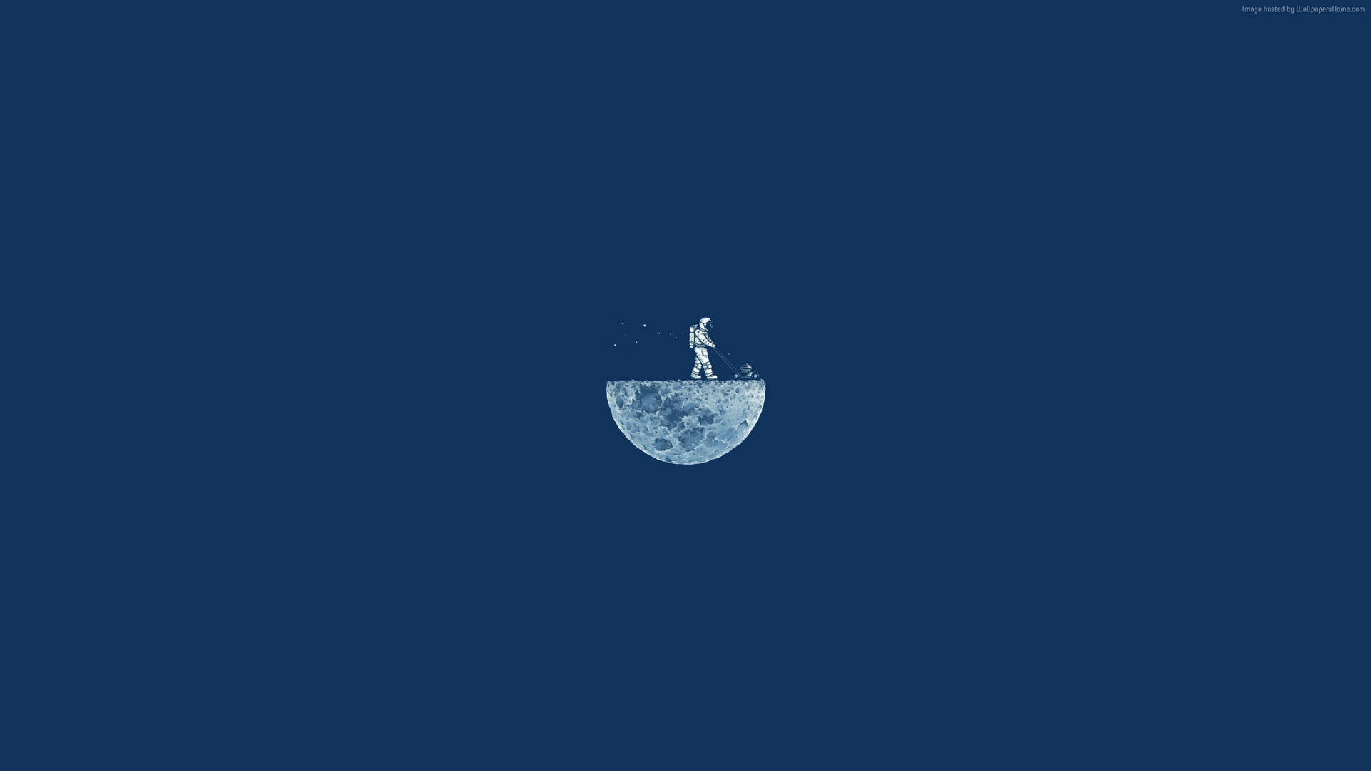 Simple Clean Man On The Moon Wallpaper