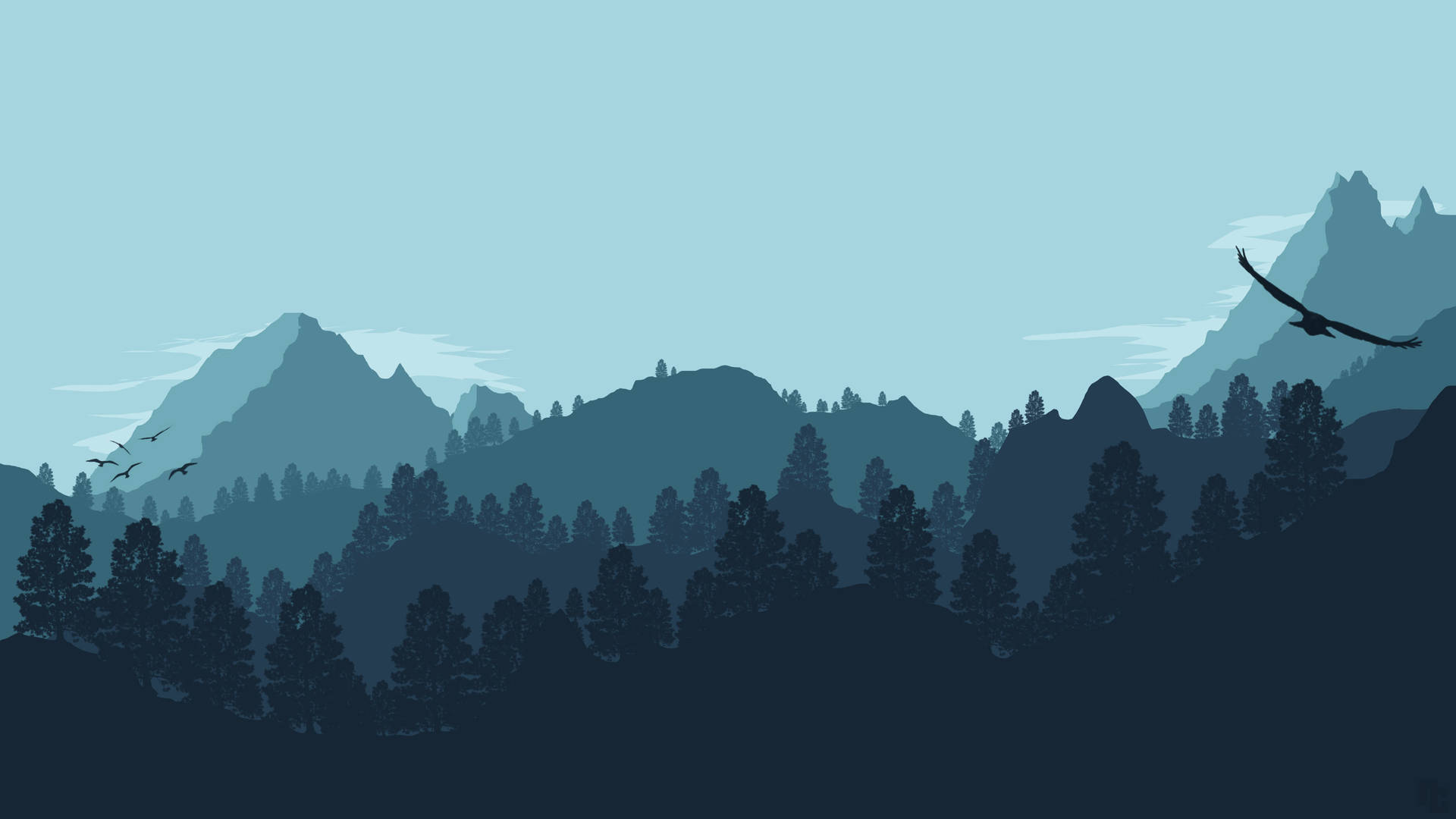 Simple Clean Teal Forest Art