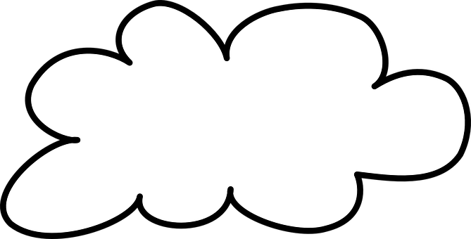 Simple Cloud Shape Graphic PNG — A minimalist white cloud silhouette with soft rounded edges set against a solid black background.