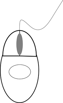 Valkoinen tietokonehiiri harmaalla vierityspyörällä mustalla taustalla
