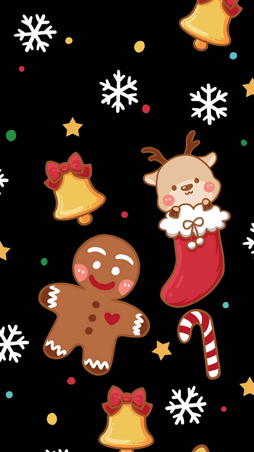 Einfachniedliches Weihnachts-iphone-hintergrundbild Mit Lebkuchen Und Weihnachtsreh. Wallpaper
