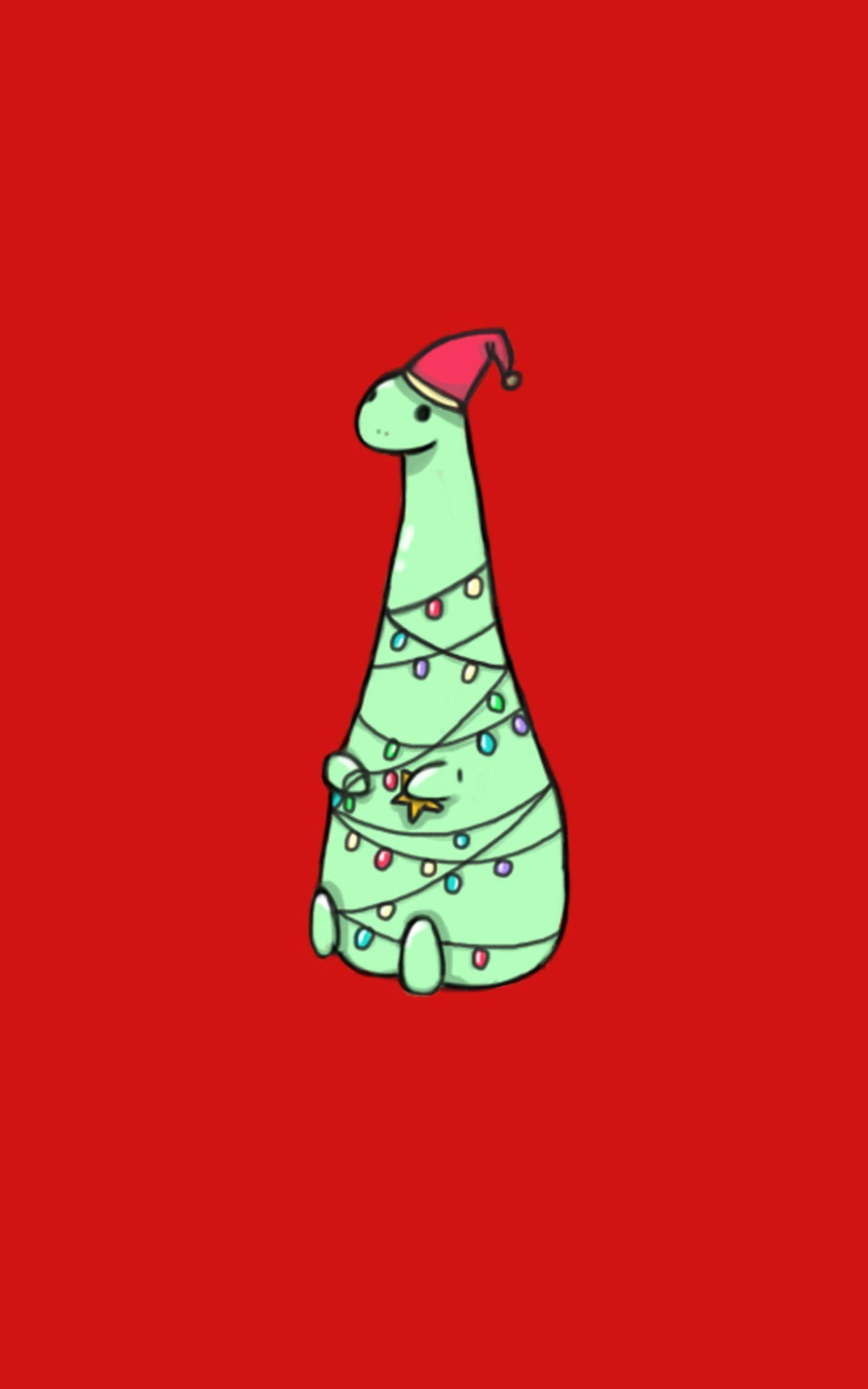 Sencilloy Lindo Fondo De Pantalla De Navidad De Un Dinosaurio Verde Para Iphone. Fondo de pantalla
