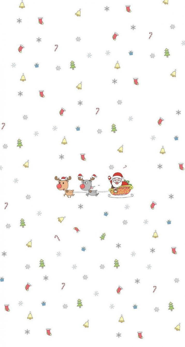 Enkel Sød Jul iPhone Santa Og Rudolf Mobil Baggrundsbillede Wallpaper