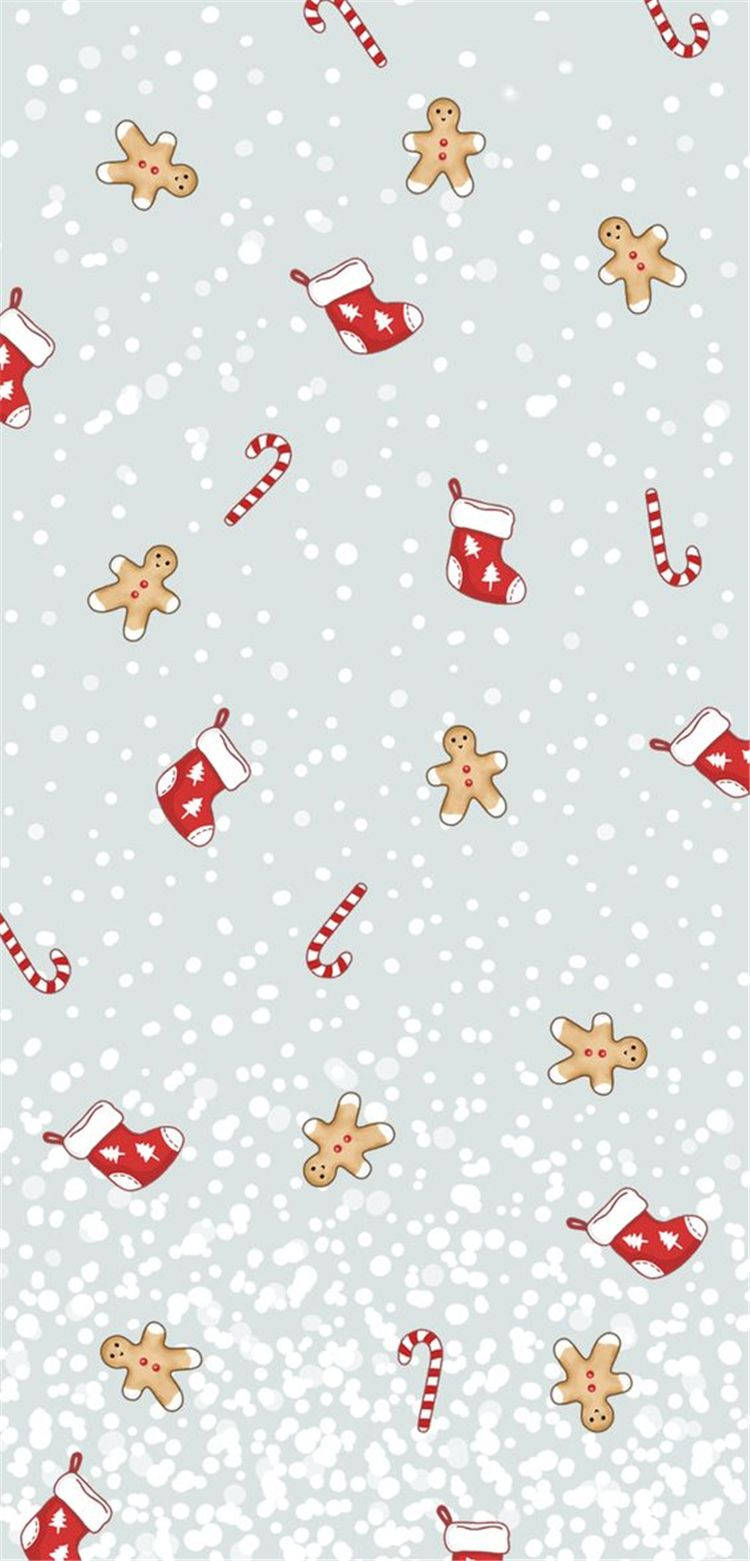 Simple Cute Christmas Iphone Socks Gingerbread Wallpaper