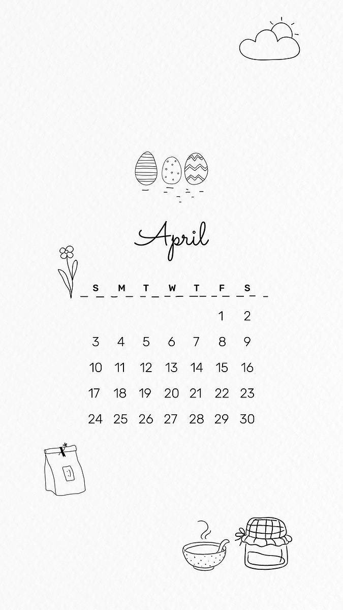 Simple Drawing April 2022 Calendar Background