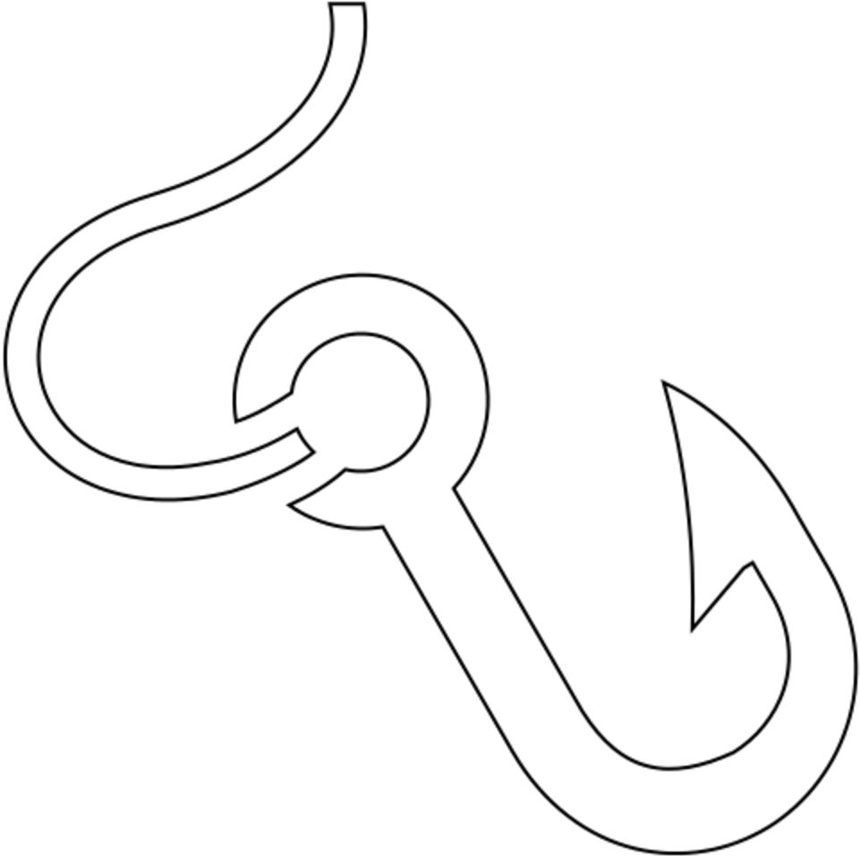 Simple Fish Hook Outline PNG