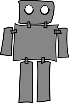 Simple Gray Robot Illustration PNG