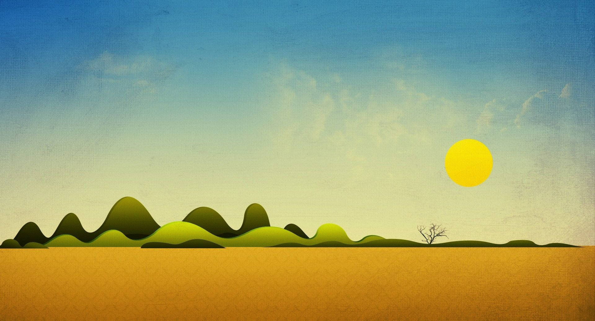 Simpelt HD Sol i ørken Tapet Wallpaper