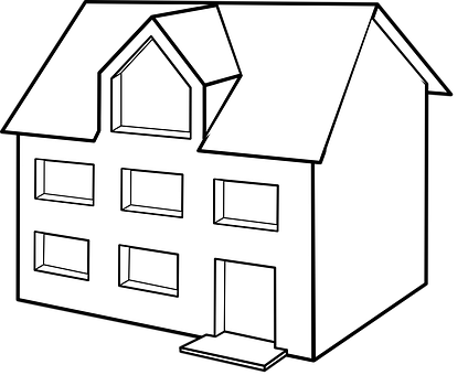 Simple House Line Art PNG