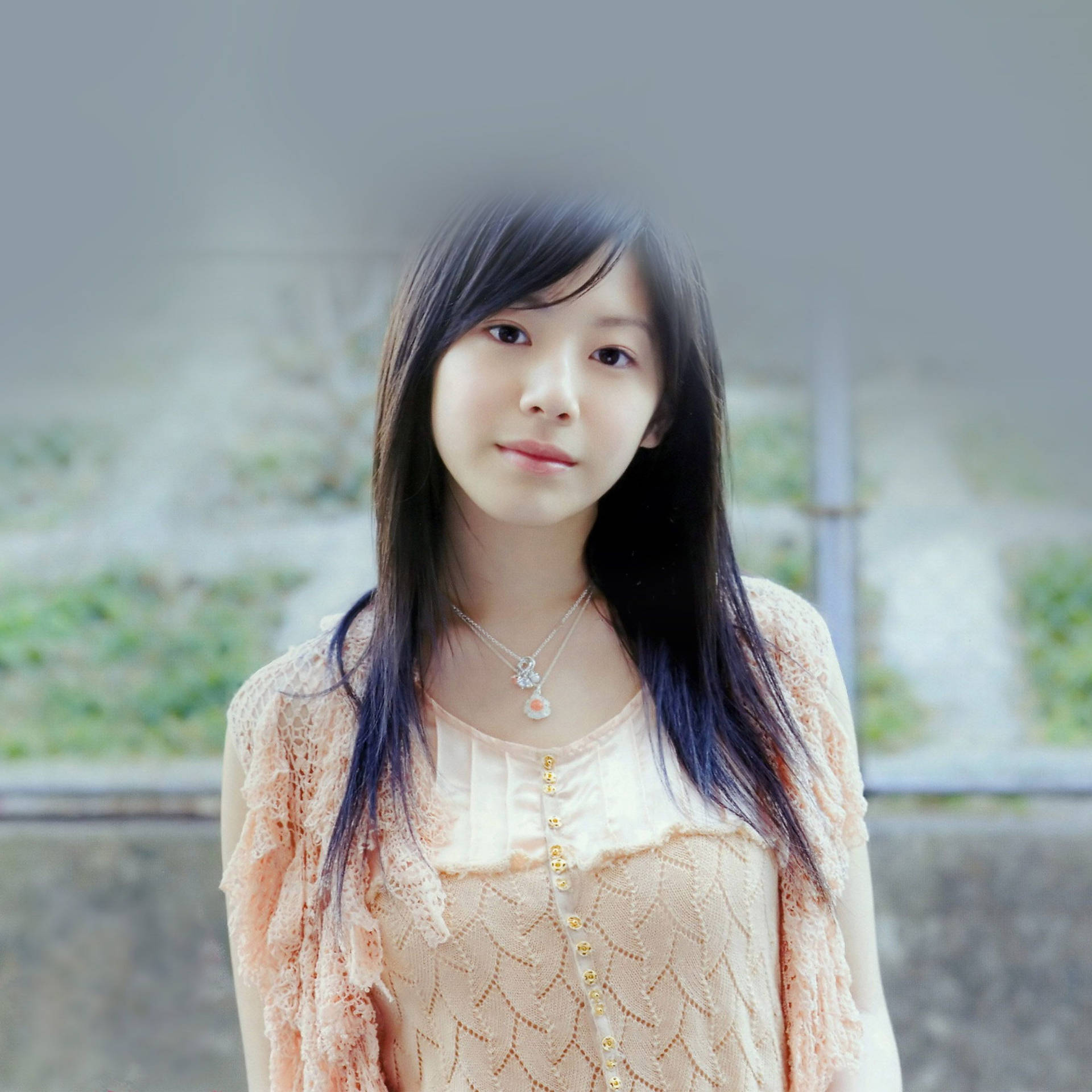 Simple Japanese Girl With Long Hair Background