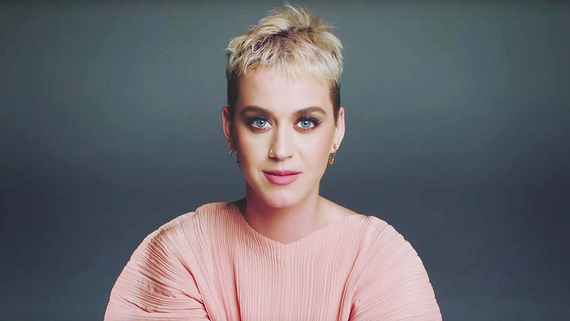 Simple Katy Perry Pixie Cut Portrait Background