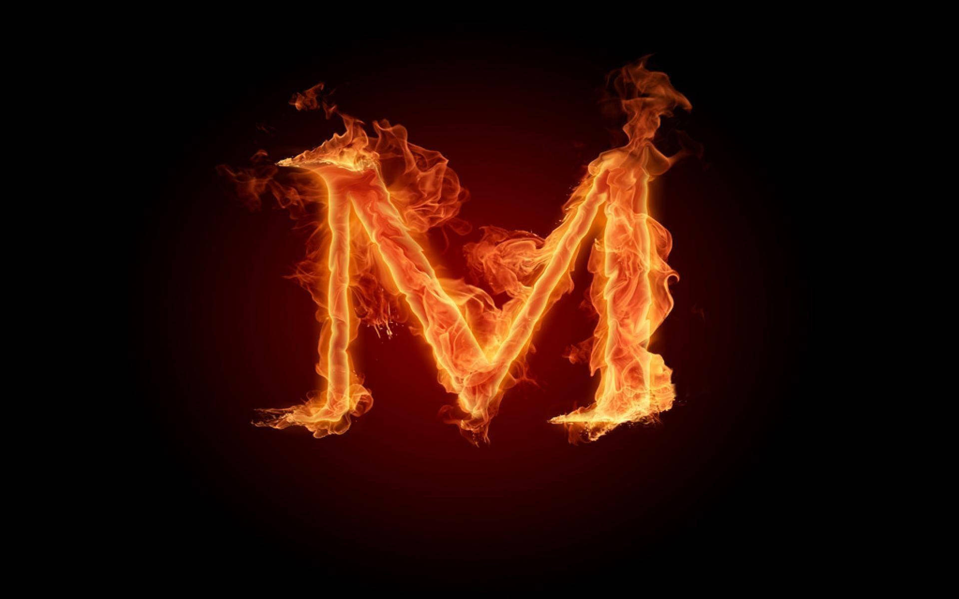 Simple Letter M Fire Background Wallpaper