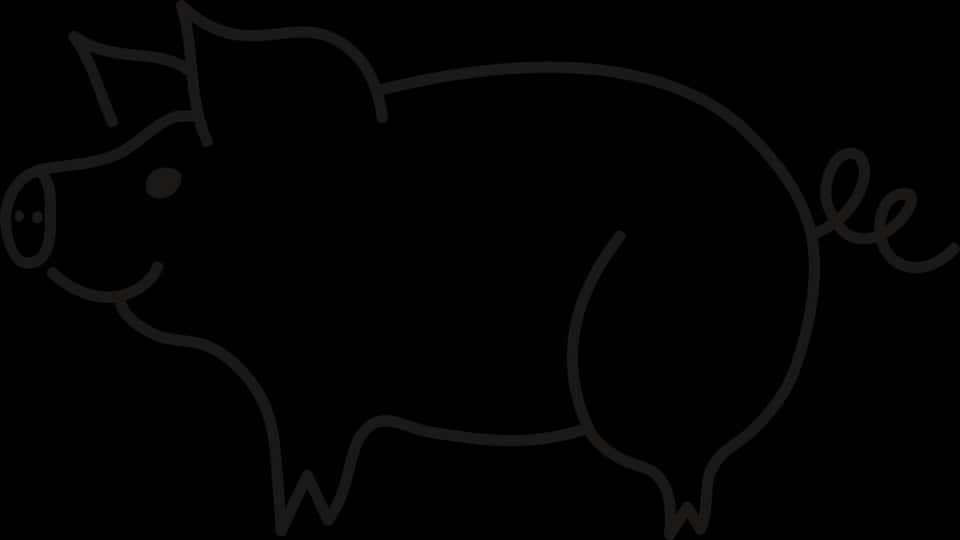 Simple Line Art Pig PNG