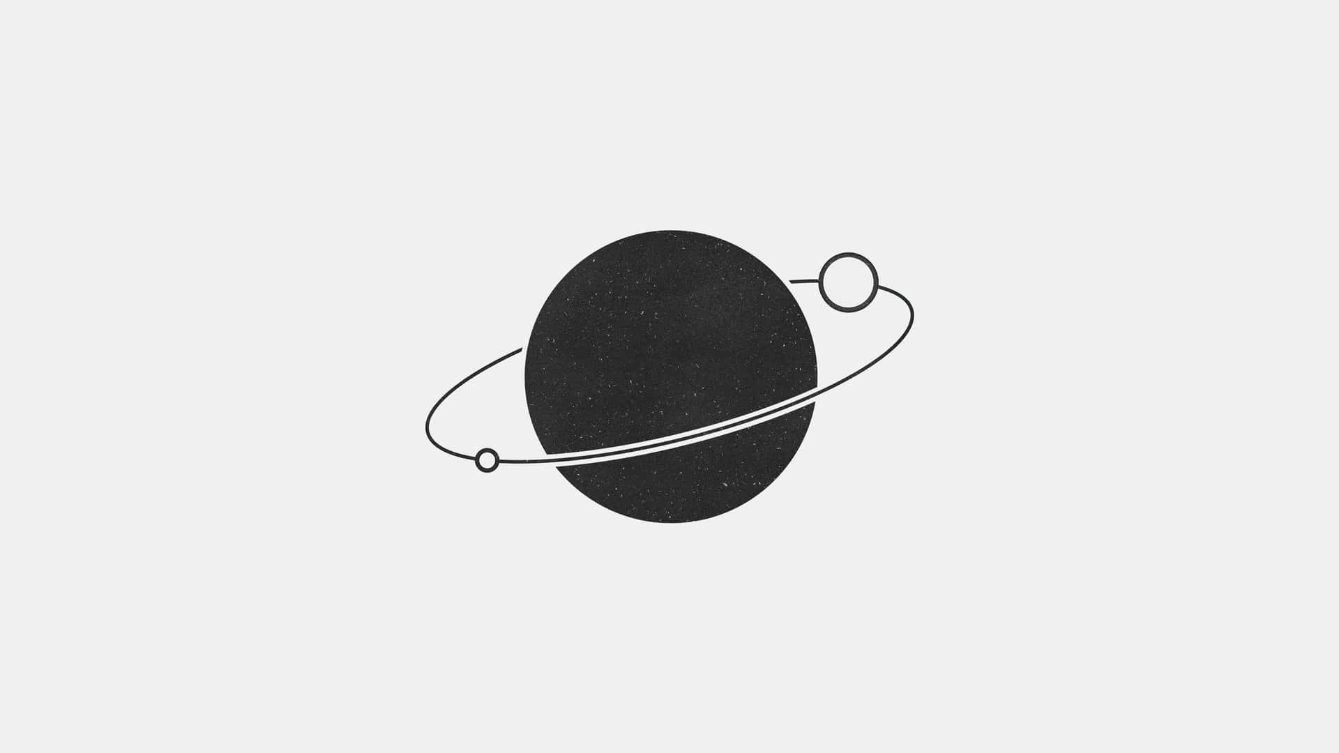 Simple Minimalist Black Planet White Moons Wallpaper