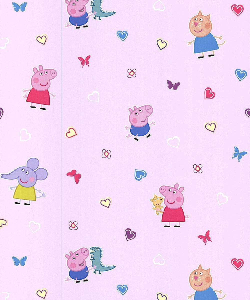 Simple Peppa Pig doodle pattern wallpaper.