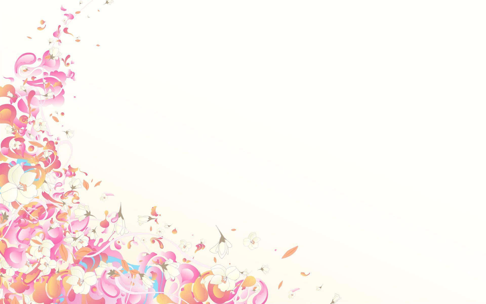 A Pink And White Background With Flowers