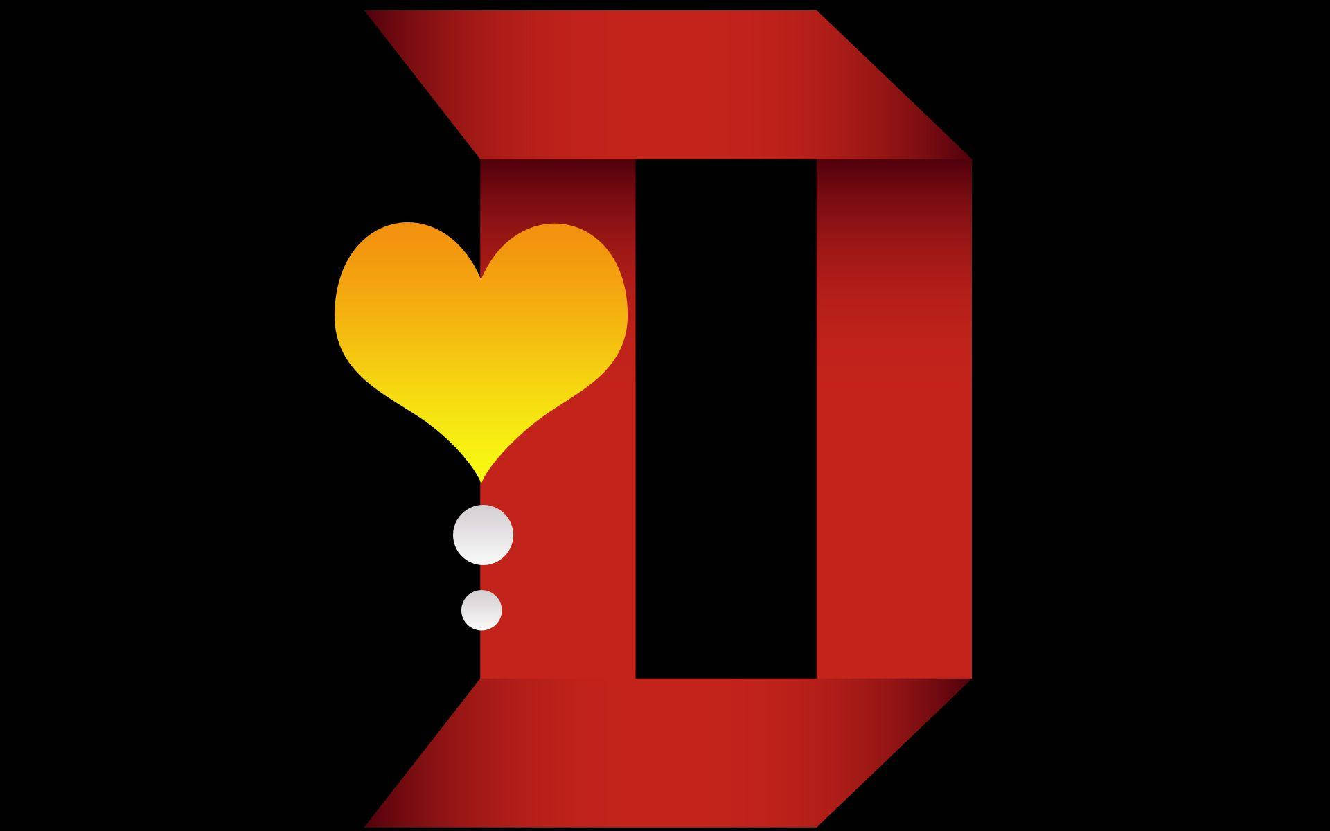 Simple Red Letter D With Heart Background