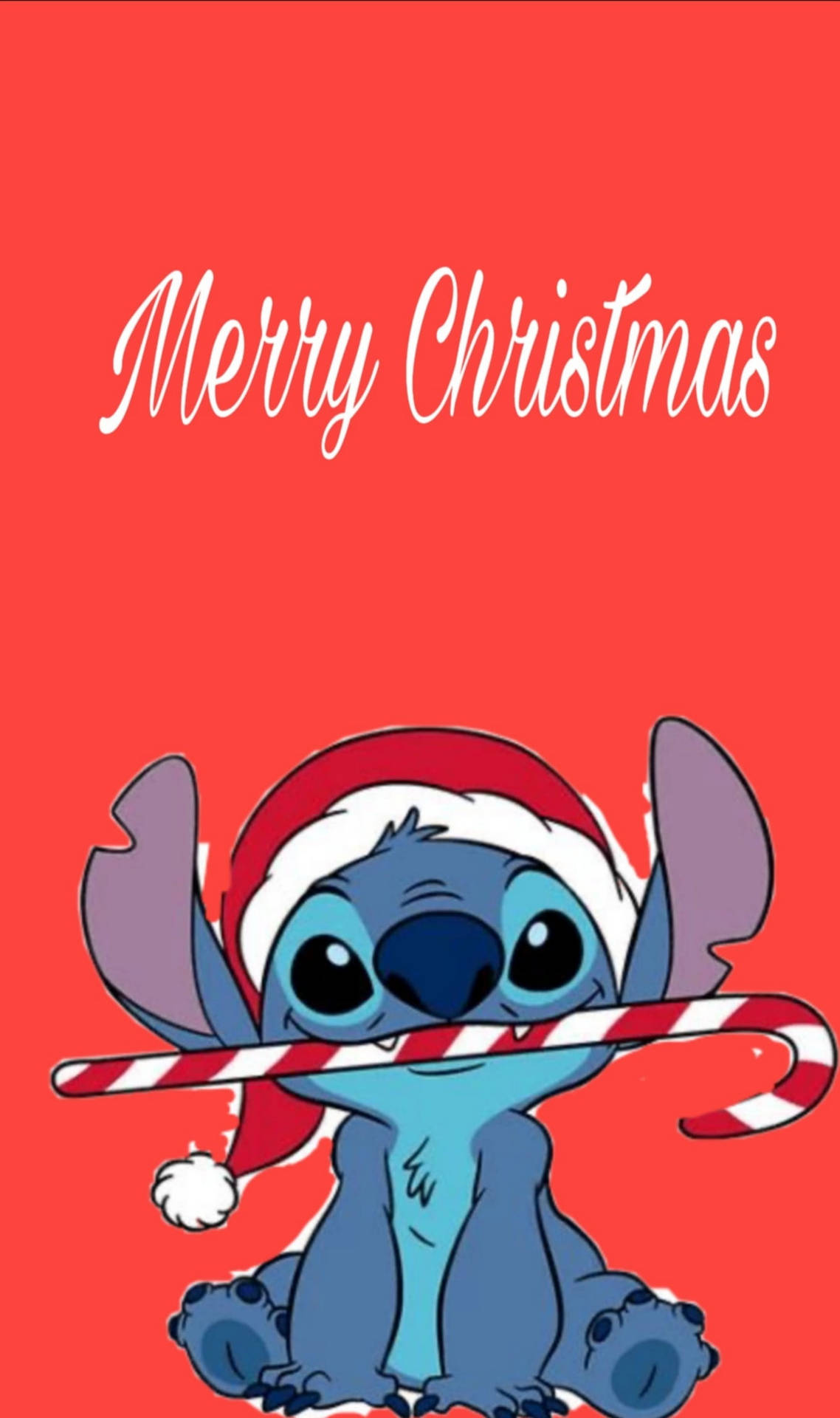 Simple Red Merry Christmas Stitch Wallpaper