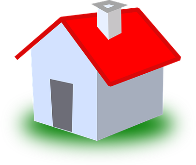 Simple Red Roof House Vector PNG