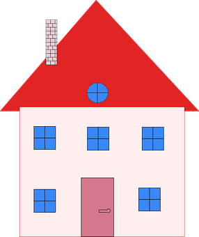 Simple Red Roof House Vector PNG