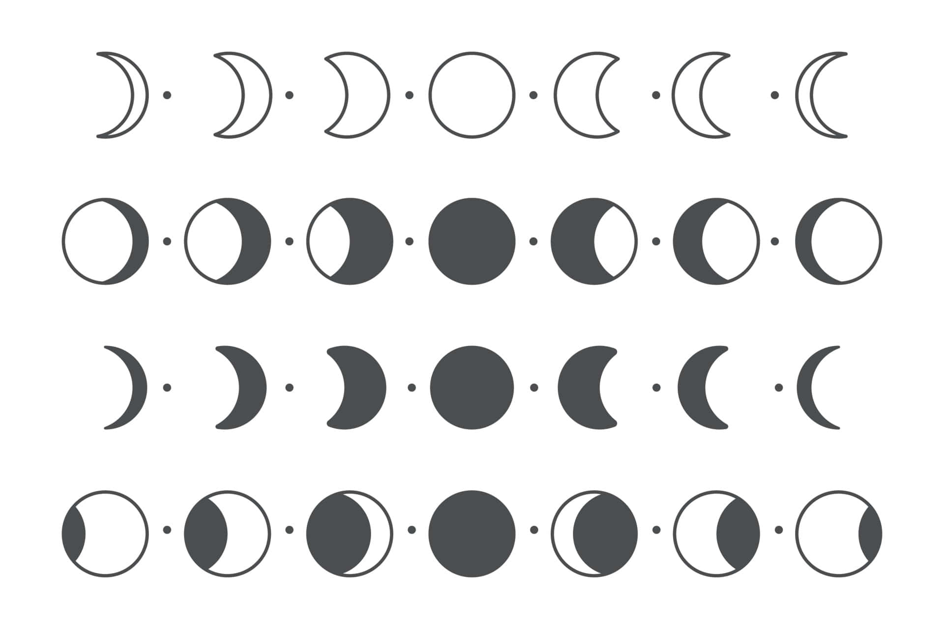 A Set Of Different Phases Of The Moon