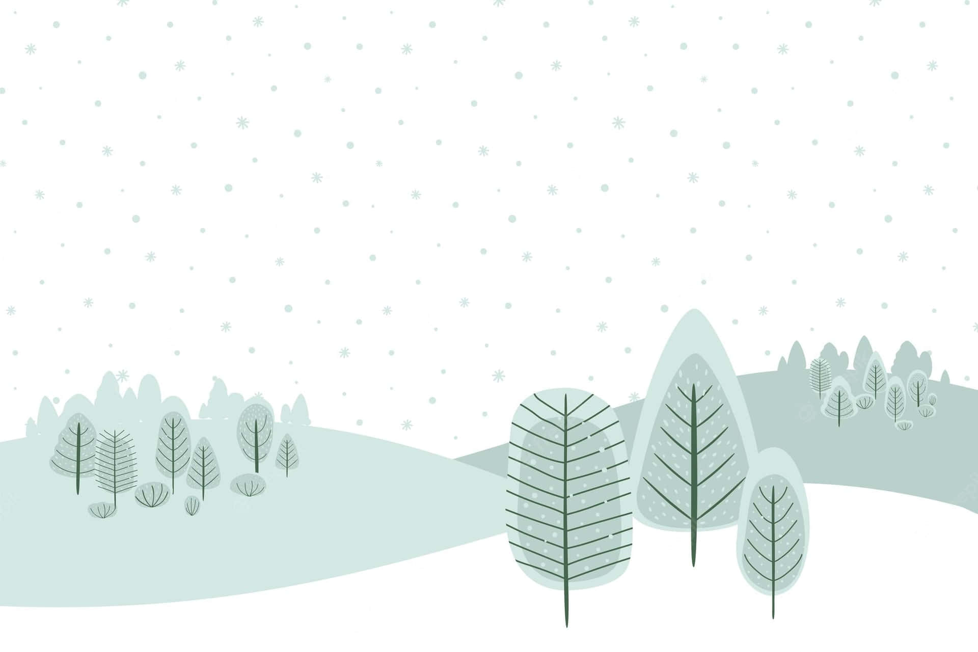 Simple Winter Snow Tree Art Wallpaper
