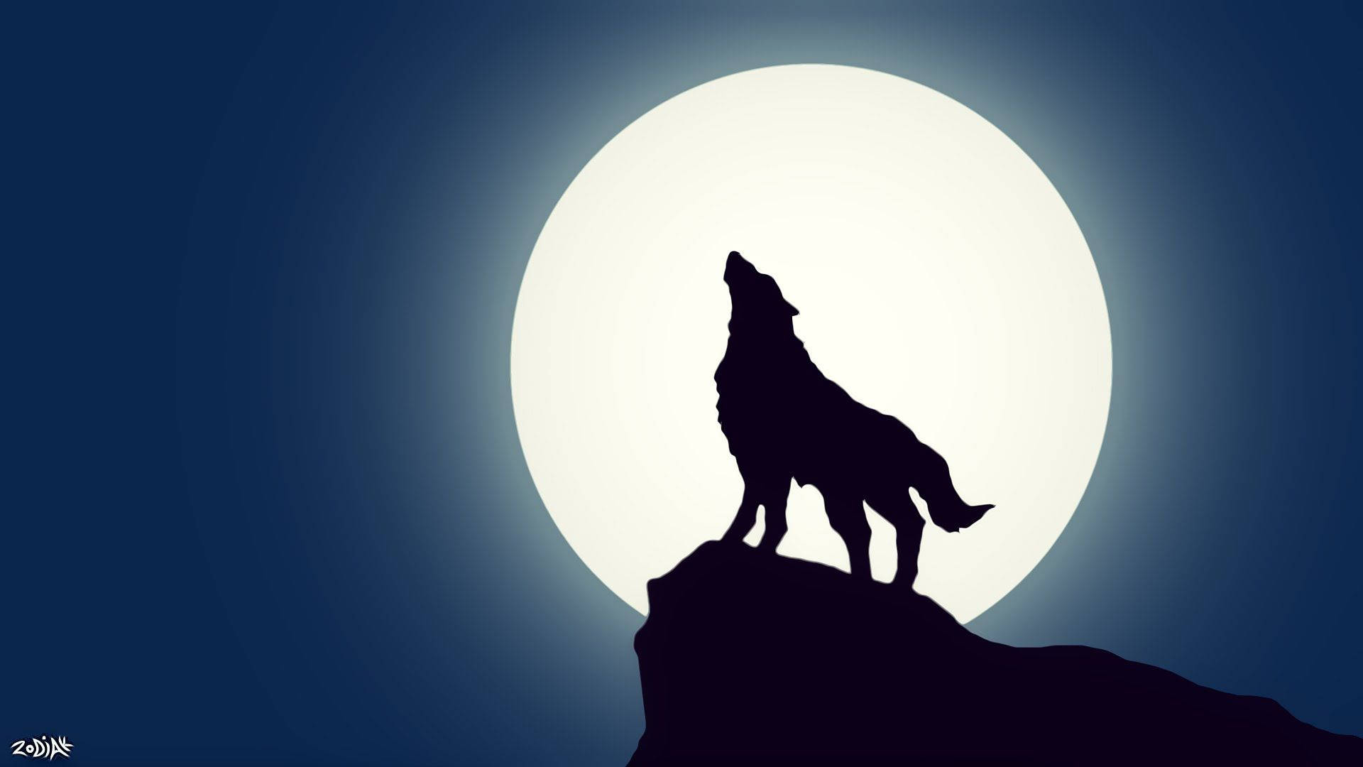 A wolf howls in the night Wallpaper