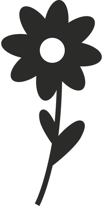 Simplified Black Flower Graphic PNG