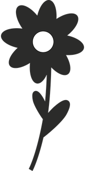 Simplified Black Flower Illustration PNG