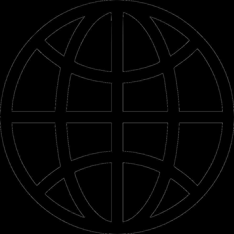 Simplified Black Globe Icon PNG