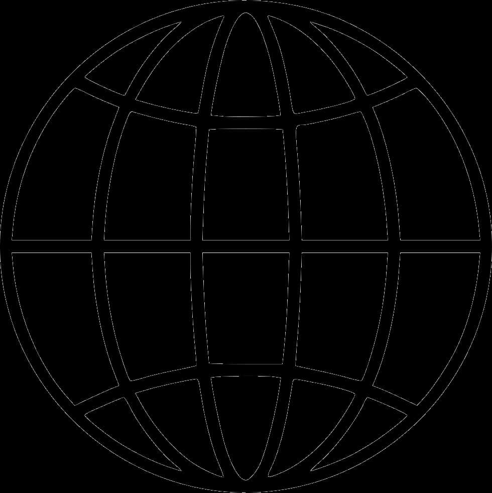 Simplified Black Globe Outline PNG
