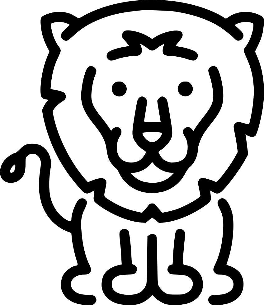 Simplified Black Lion Drawing PNG