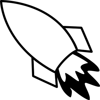 Simplified Blackand White Rocket Icon PNG