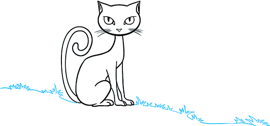 Simplified Blue Cat Drawing PNG