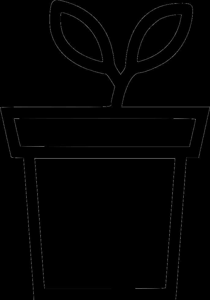Simplified Flower Pot Outline PNG