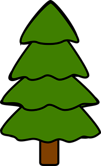Simplified Green Pine Tree Graphic PNG