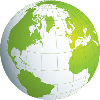 Simplified Green World Map Globe PNG