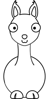 Simplified Llama Cartoon Illustration PNG