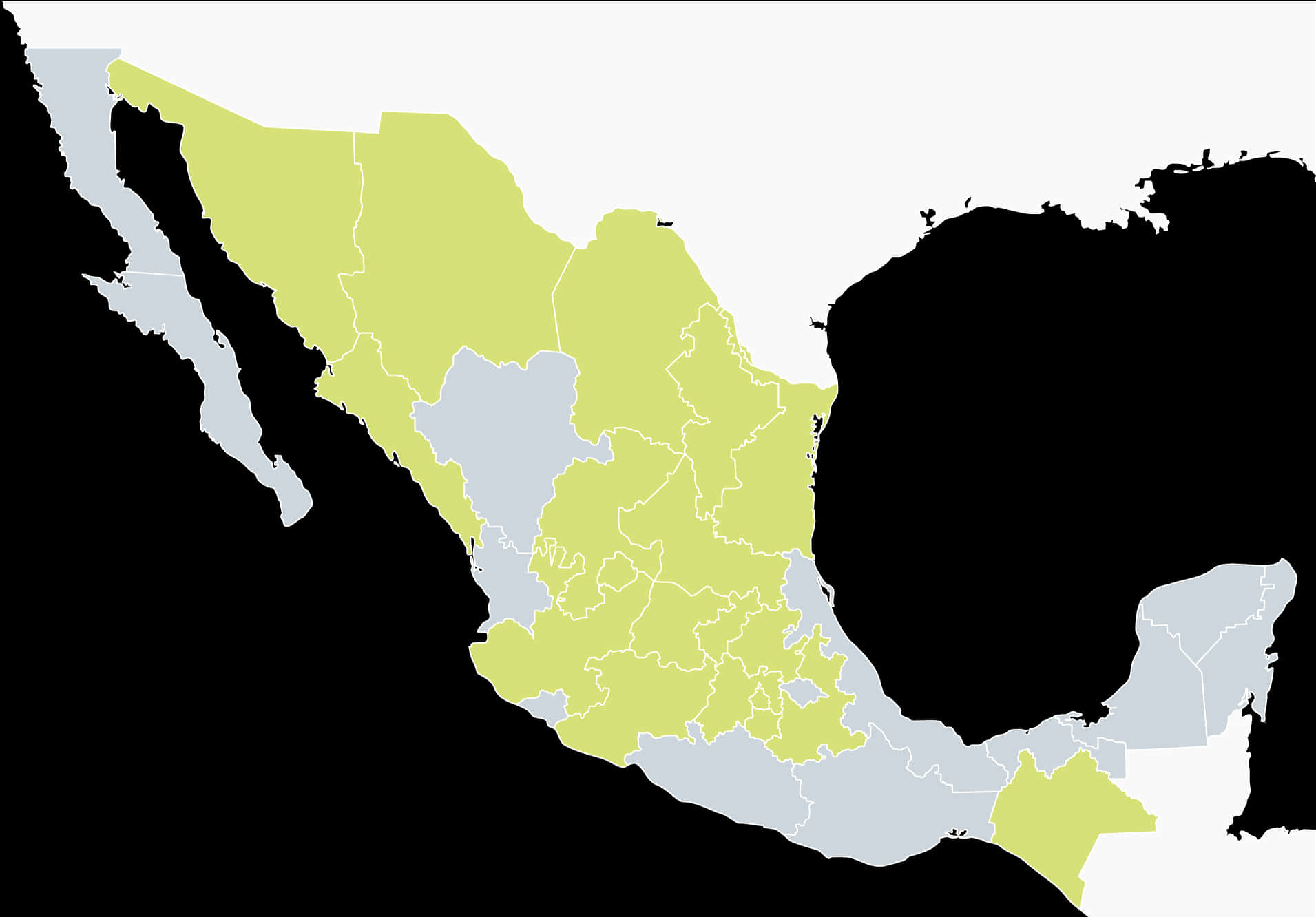 Simplified Mapof Mexico Regions PNG