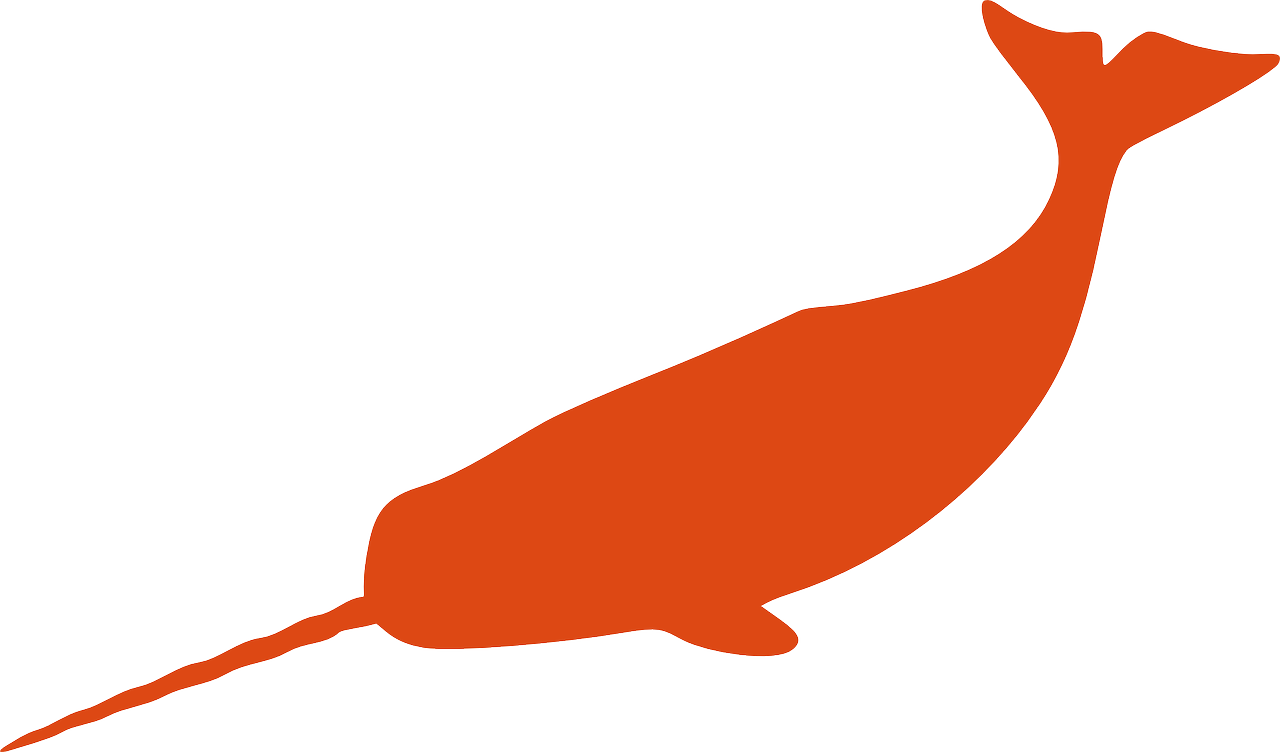 Simplified Orange Narwhal Silhouette PNG