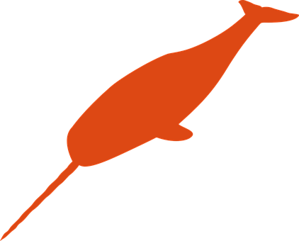 Simplified Orange Narwhal Silhouette PNG