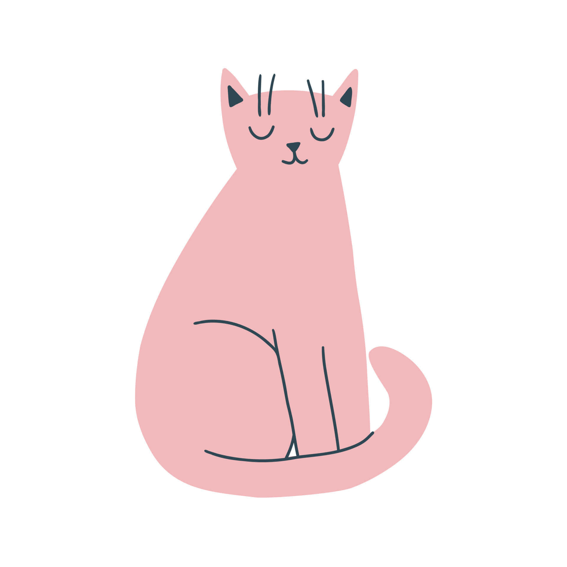 Simplified Pink Cat Illustration Wallpaper