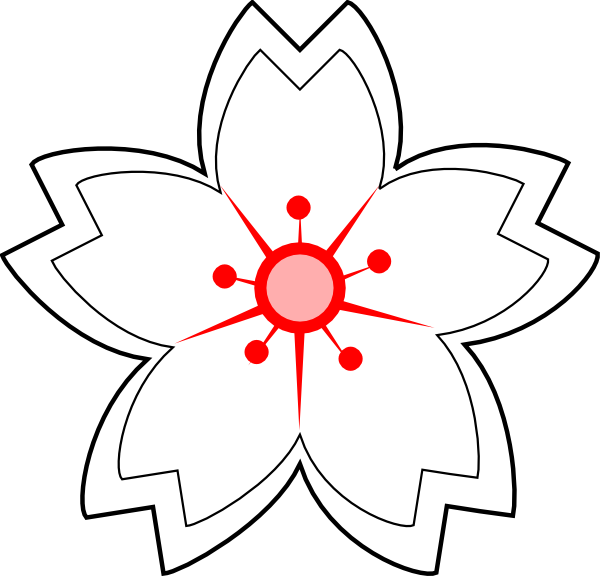 Simplified Redand White Flower Illustration PNG