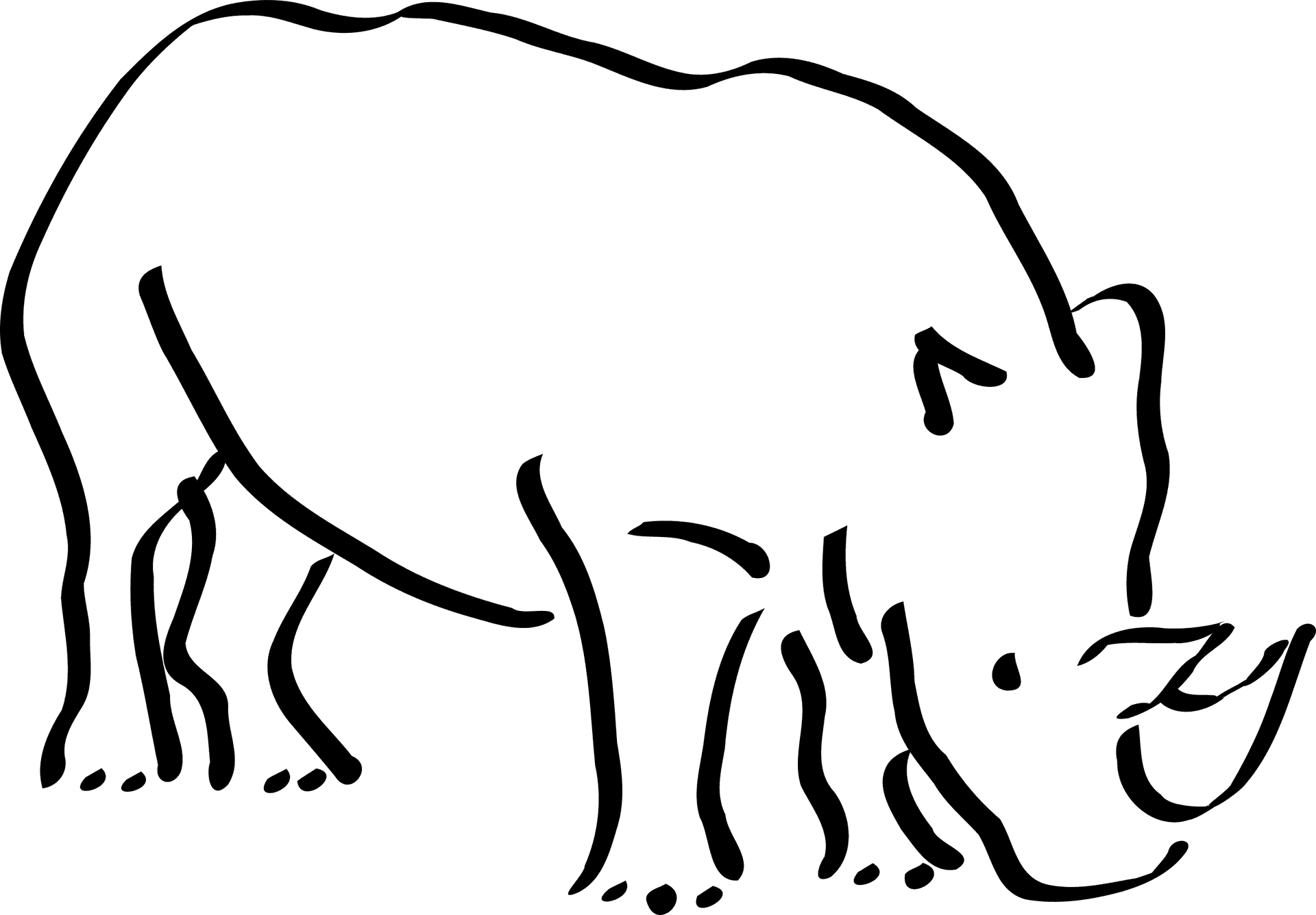 Simplified Rhino Line Art PNG