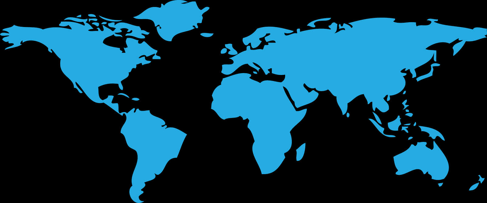 Simplified World Map Blueon Black PNG