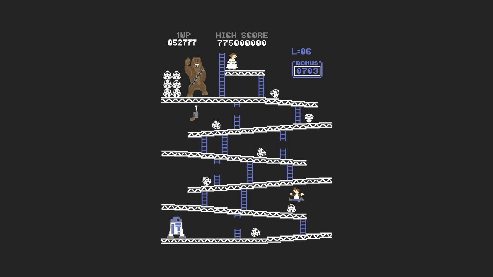 Simplistic Gaming Donkey Kong And Star Wars Wallpaper