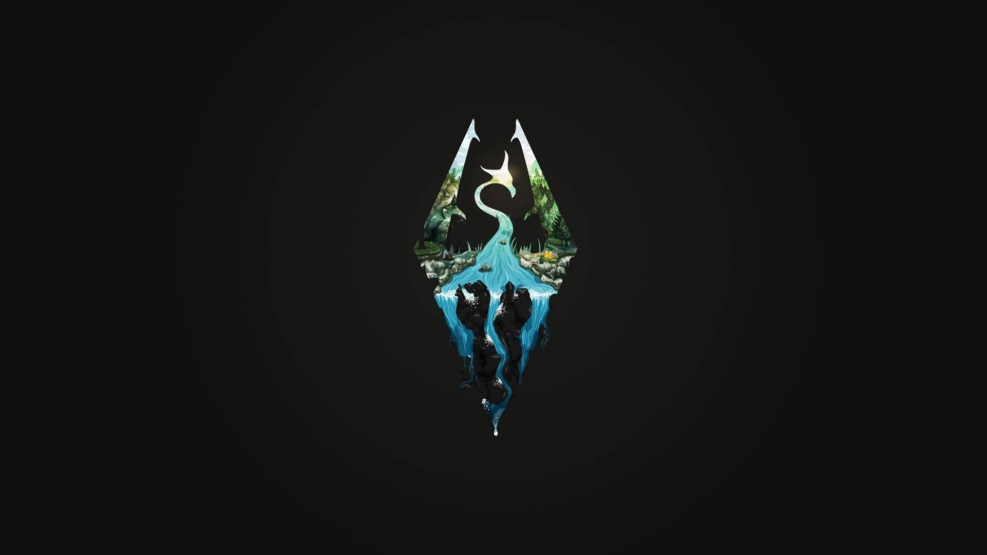 Simplistisk Gaming Skyrim-logo Wallpaper