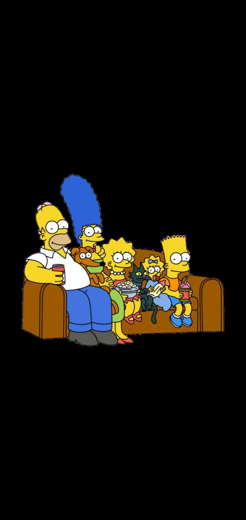 Simpsonsfamilien Sidder På En Sofa.