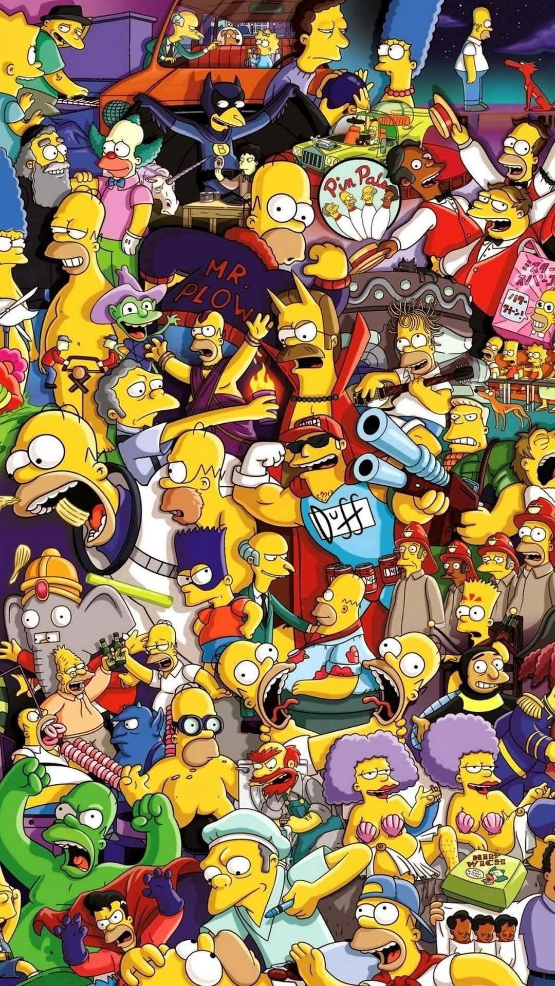 Dette tapet har billeder af Simpsons med Bart, Lisa og Maggie.