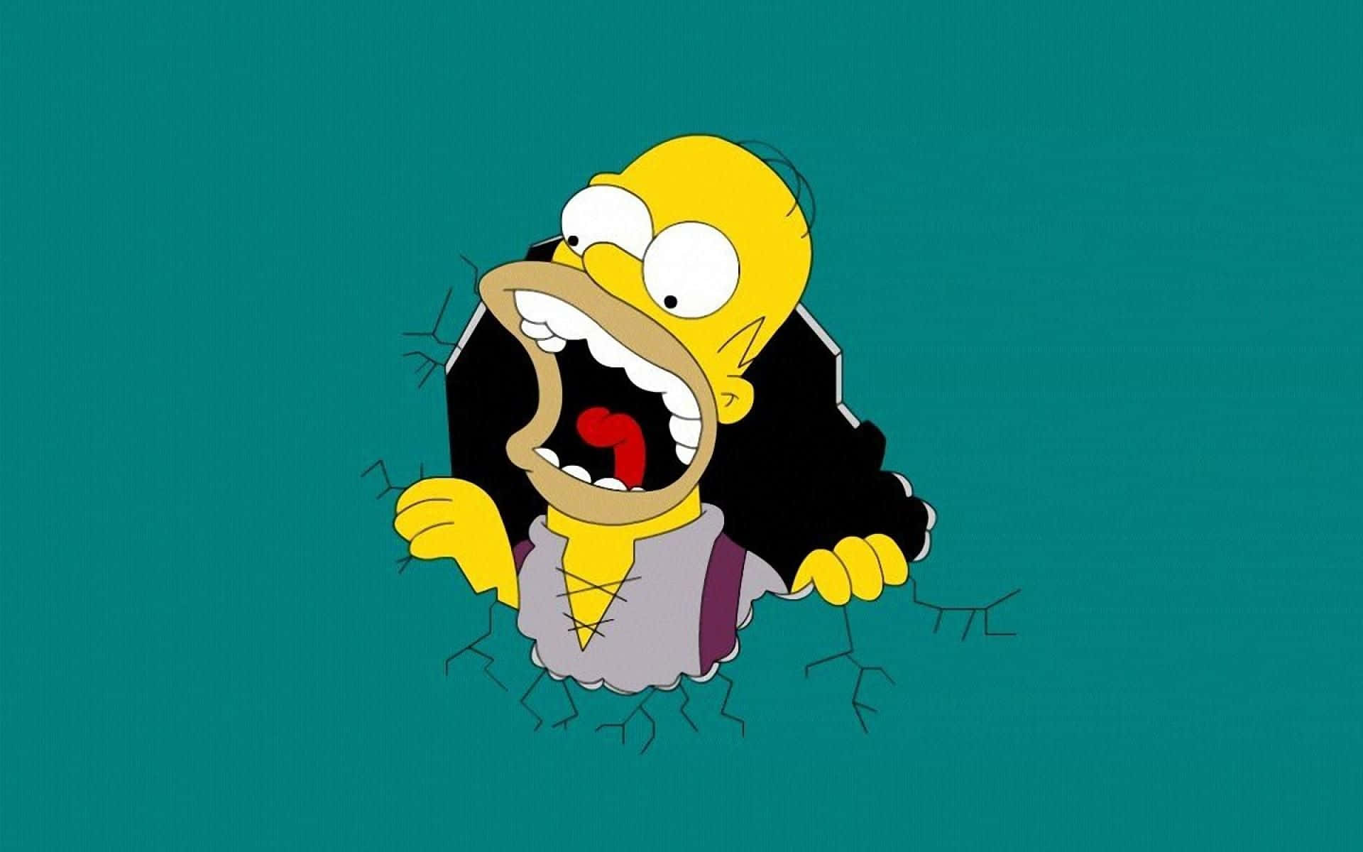 Begleitensie Homer Simpson Auf Einer Reise Mit Einem Seiner Pc-spiele. Wallpaper